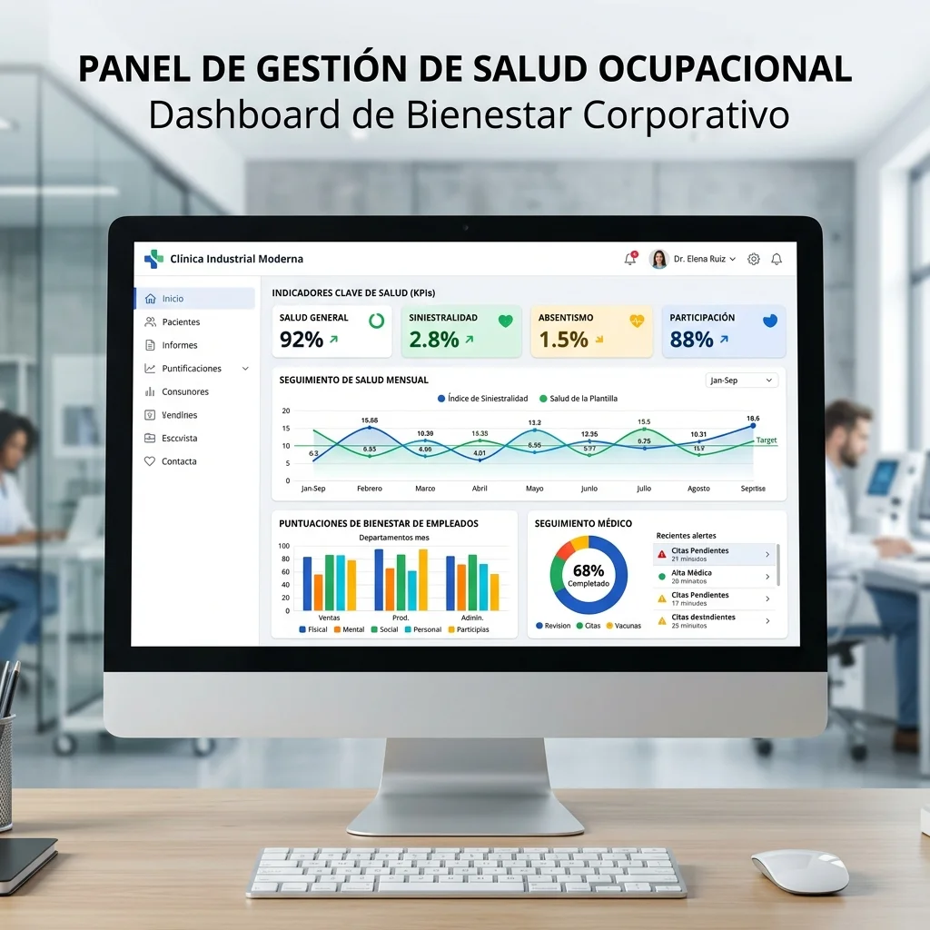 Online KPI medical dashboard tracking graphs